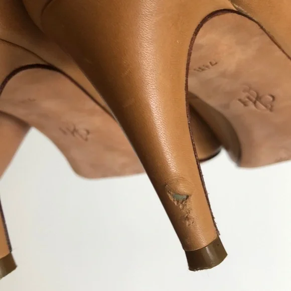 Cole Haan Peep Toe Tan Heels Size 7.5 - Picture 6 of 7